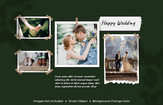 Wedding photo frame set mood board mockup