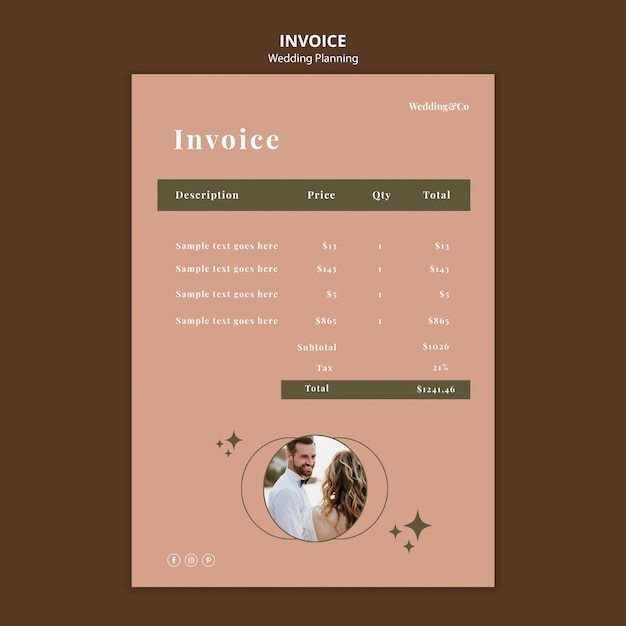 Wedding planner invoice template