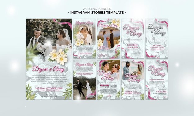 PSD wedding planner organizer promotion social media post story instagram banner template bundles