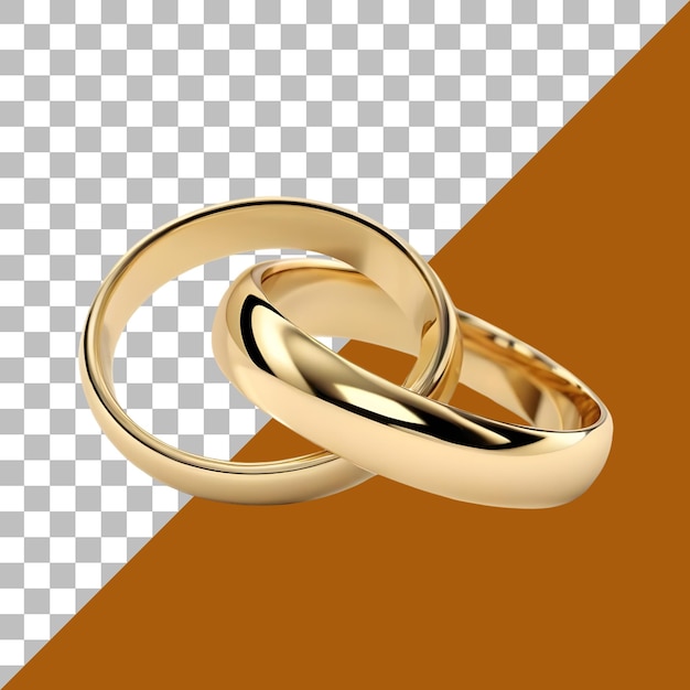 PSD wedding rings isolated on a transparent background