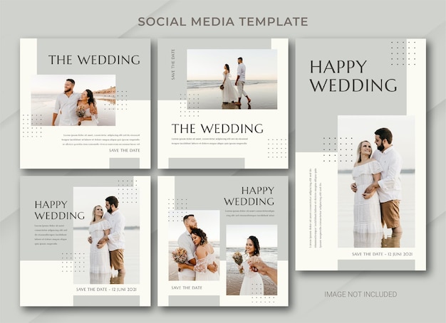 Wedding social media post bundle template 