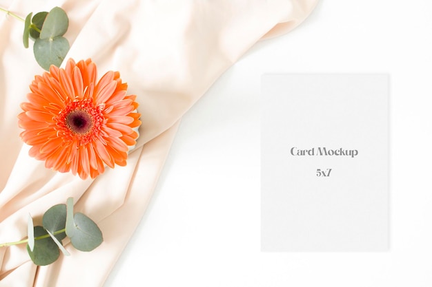 Wedding stationery mockup with gerbera