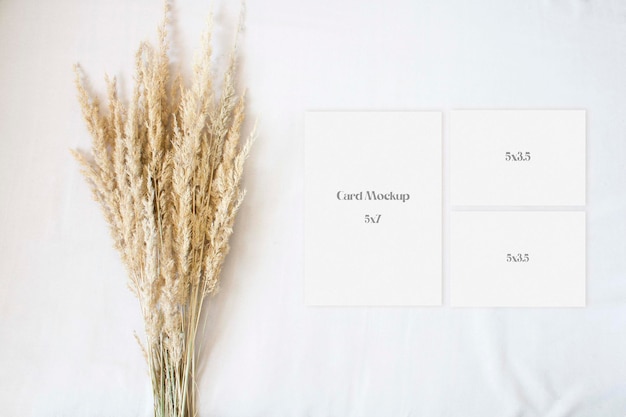 Wedding suite mockup pampas gras on the neutral background