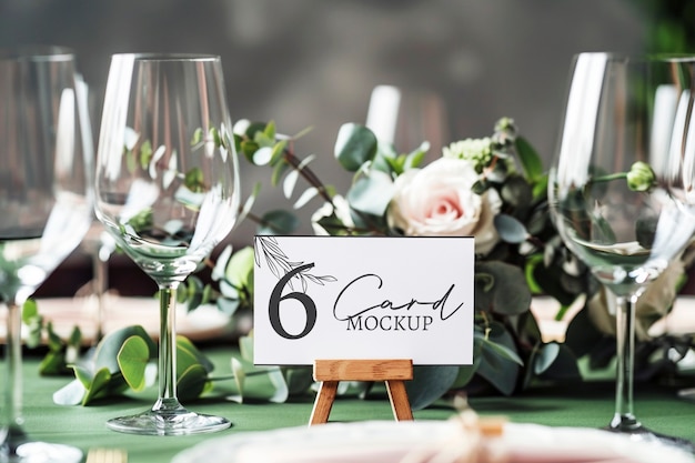 Wedding table card and flowers