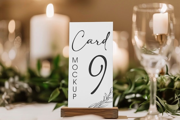 PSD wedding table card and flowers