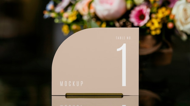 Wedding table card mock-up design with modern font