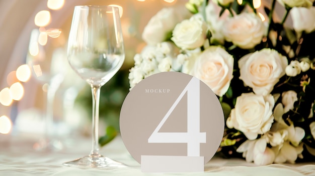 Wedding table card mock-up design with modern font