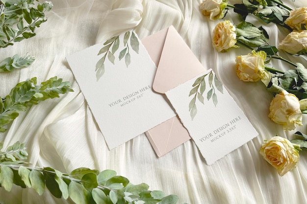 PSD wedding table number card mockup