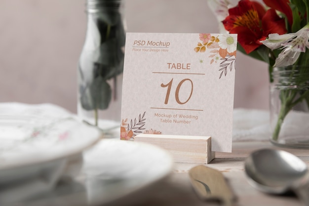 Wedding table number mockup design