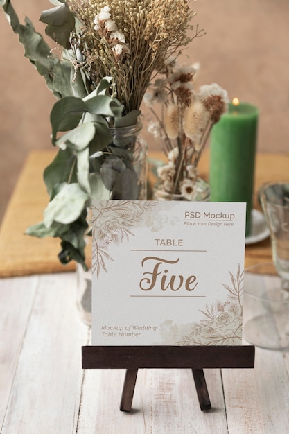 Wedding table number mockup design