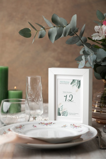 Wedding table number mockup design