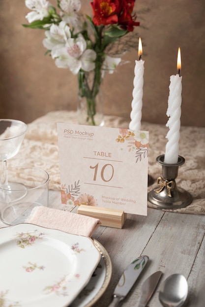 Wedding table number mockup design