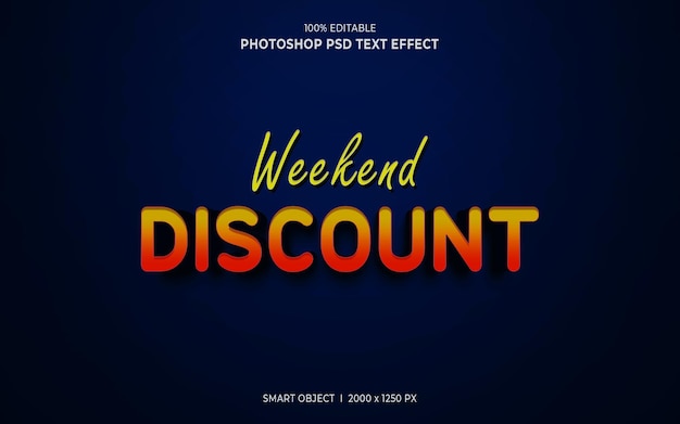 Weekend discount text style photoshop effect