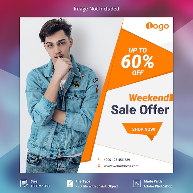 Weekend Sale Offer Instagram post or square banner template