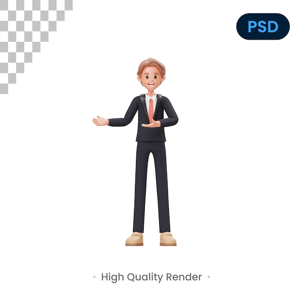 Welcome 3D Character Premium Psd