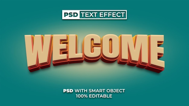 Welcome 3d text effect curved style Editable text effect