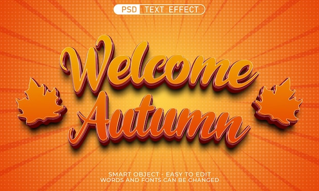 Welcome autumn editable text effect 3d style