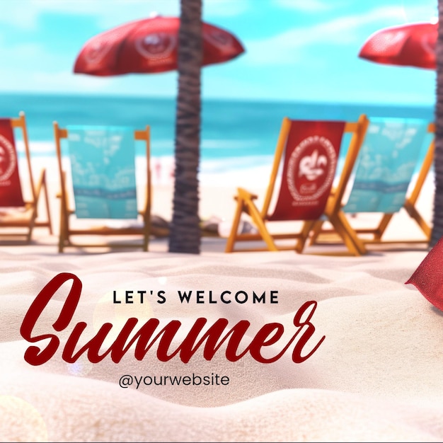 welcome to the beach summer post Psd