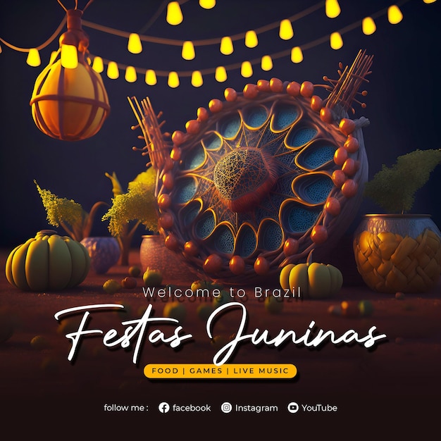 Welcome festa junina social media post template