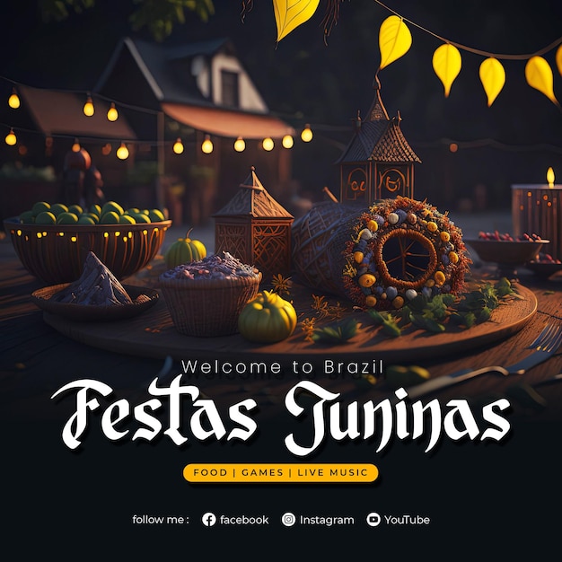 Welcome festa junina social media post template