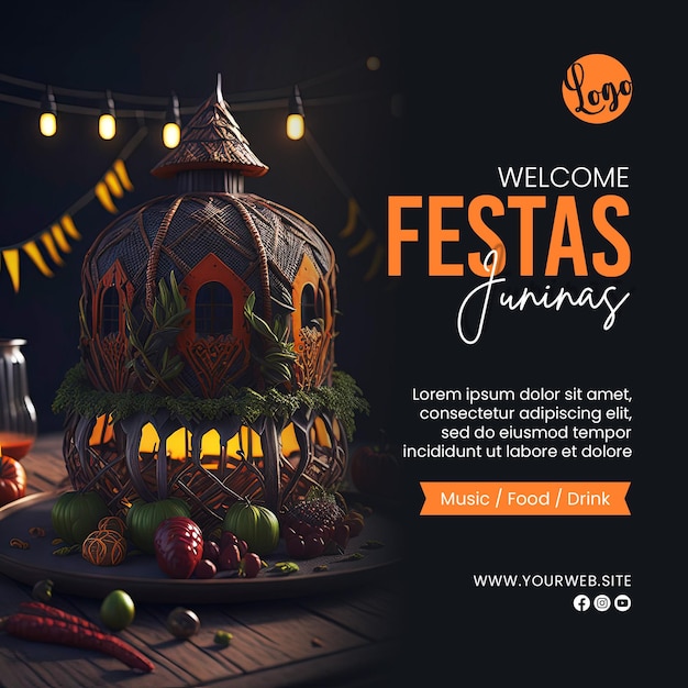 Welcome festa junina social media post template