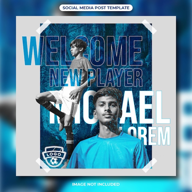 Welcome new player football social media post template