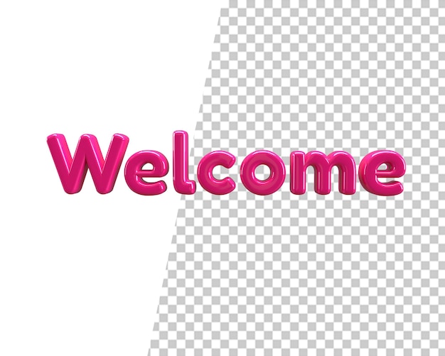 Welcome pink text 3d render