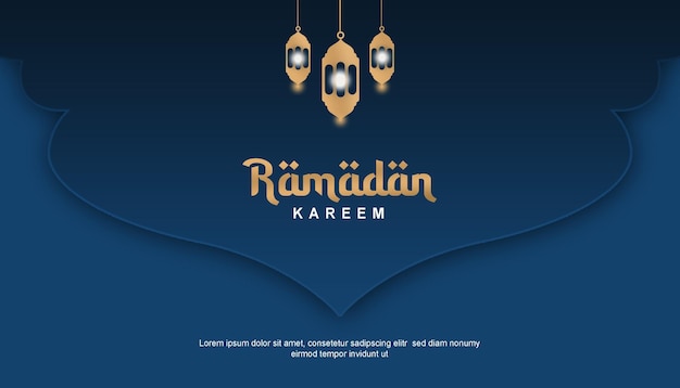 welcome ramadan kareem banner design lanscape modern simple blue golden 11