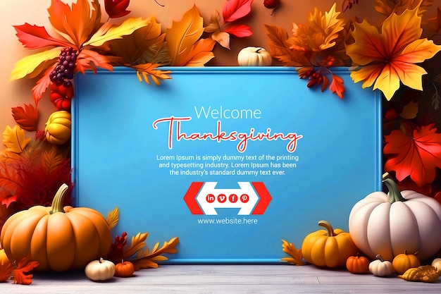 PSD a welcome sign is displayed in a frame that says welcome to thanksgiving