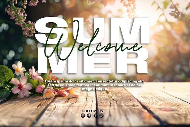 PSD welcome to summer background