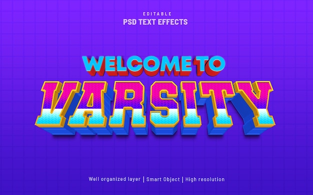 Welcome to varsity editable text effect 3d style