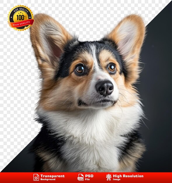 PSD welsh corgi pembroke on white background realistic photography