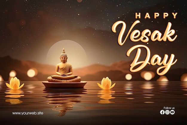 wesak day poster template design