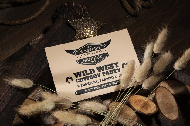 Western invitation design mockup