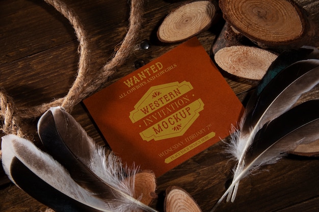 PSD western invitation mockup