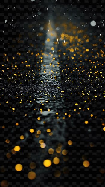 PSD a wet surface with gold glitter and a black background