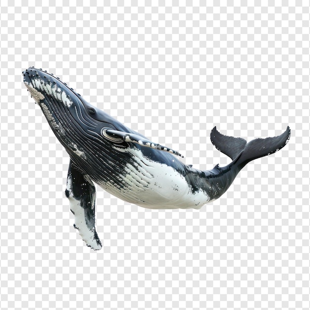 Whale front view full body isolate on transparency background PSD