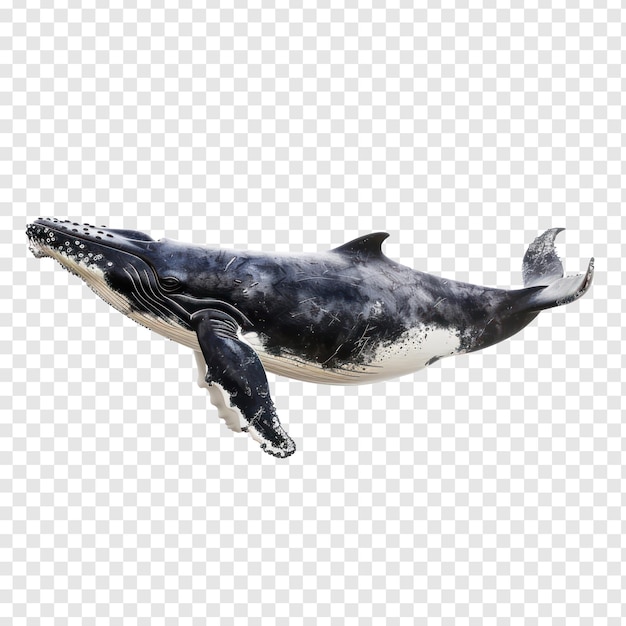 Whale side view full body isolate on transparency background PSD