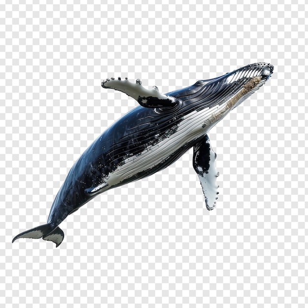 Whale side view full body isolate on transparency background PSD