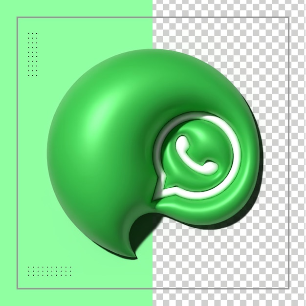 WhatsApp 3d Rendering Social Media Colorful glossy icon  for Psd composition