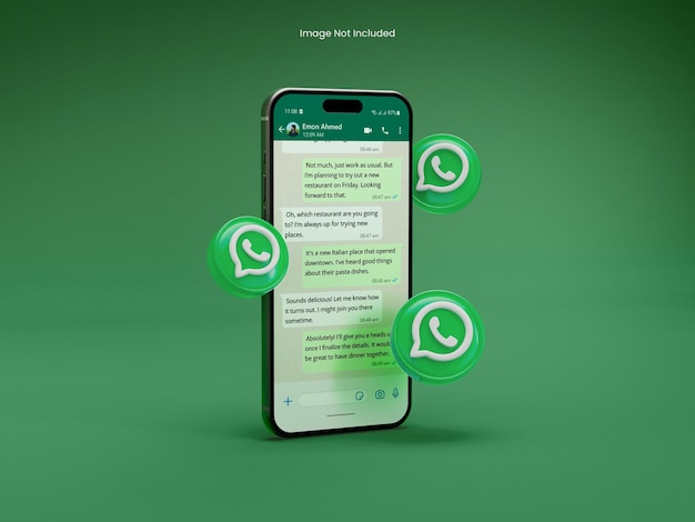 PSD whatsapp interface on smartphone mockup