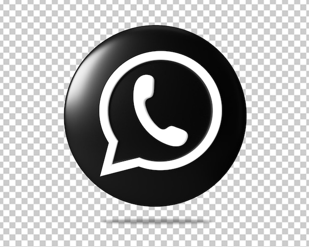 Whatsapp logo 3d black icon 
