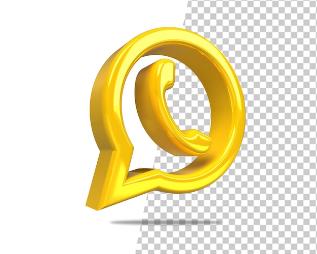 Whatsapp logo gold icon 3d rendering
