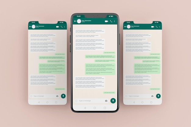 PSD whatsapp mobile interface mockup template