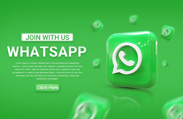 whatsapp social media marketing template banner social media marketing post with 3d icon