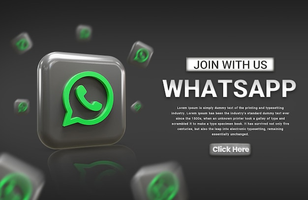 whatsapp social media marketing template banner social media marketing post with 3d icon