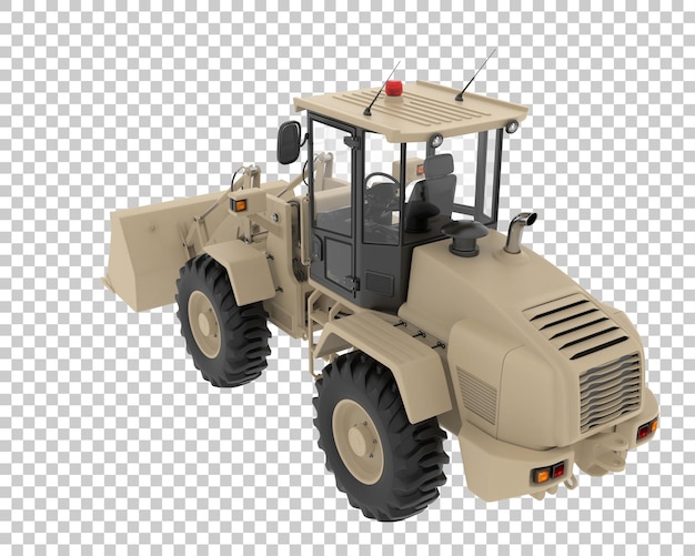 Wheel loader on transparent background 3d rendering illustration