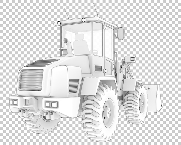 PSD wheel loader on transparent background 3d rendering illustration