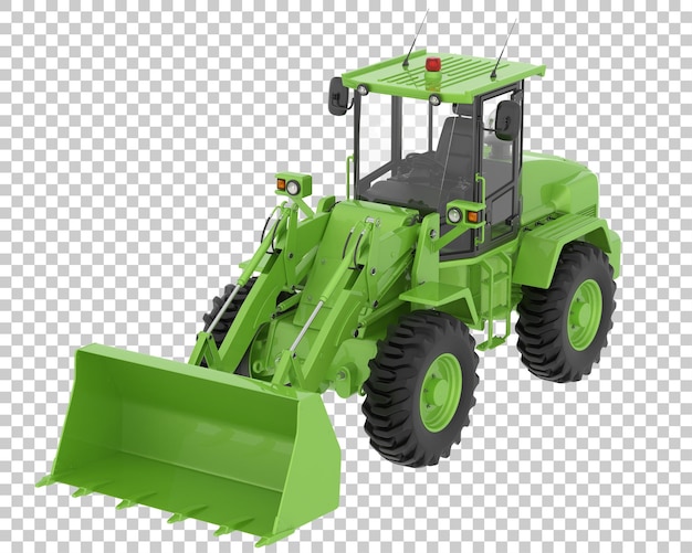 Wheel loader on transparent background 3d rendering illustration