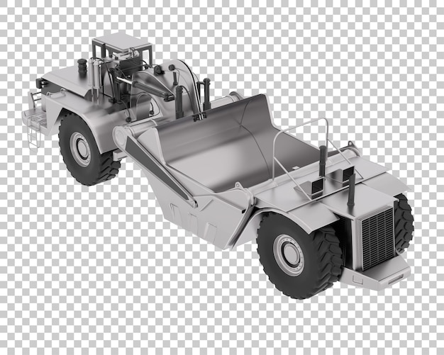 Wheel tractor scraper on transparent background 3d rendering illustration